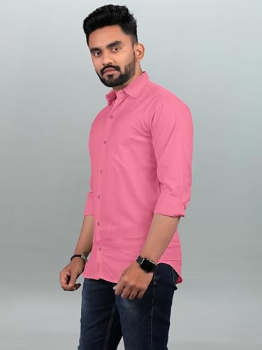 Image of Men Regular Fit Solid Spread Collar Casual Shirt