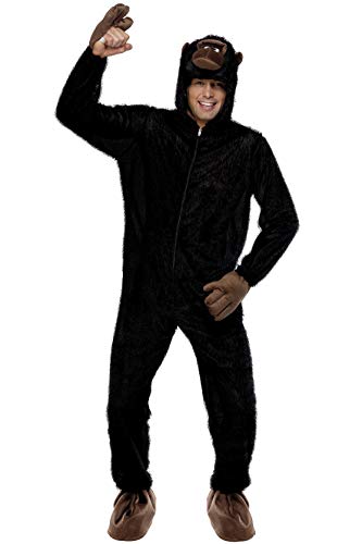 Smiffys Men's Gorilla Costume, Jumpsuit with Hood, Party Animals, Serious Fun, Size 32918