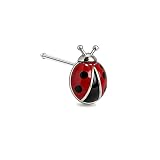 TYKCOPT 20G Ladybug Nose Ring Stud for Women Men, 316L Surgical Stainless Steel Cute Insect Piercing Stud...