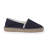Biankina Mila Women's Espadrille Slip-on Flats, Handmade in Spain, Vegan, Organic Cotton Canvas, Natural Jute, Cushioned Insole, Lightweight Summer Comfort (Navy, 9 US)