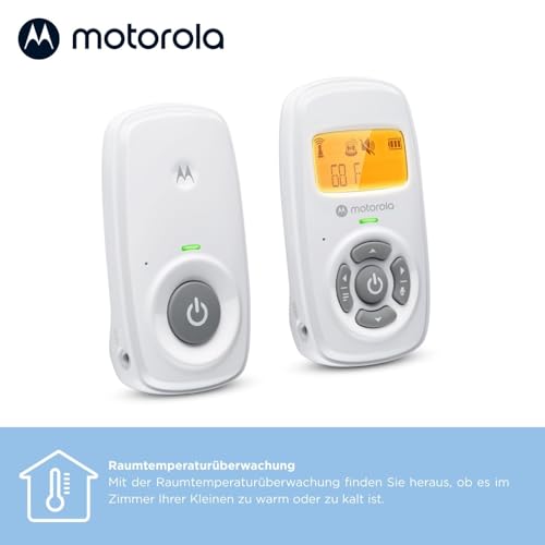 Motorola Nursery Audio-Babyphone, Gegensprechfunktion, hochempfindliches Mikrofon, LCD-Display, DECT-Technologie, Reichweite bis zu 300 Meter, Lautstärkeregelung, Batteriealarm