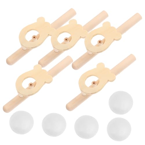 FUNOMOCYA 5 Piezas Juguetes de Madera con Bola Flotante para Soplar Desarrollo de Habilidades Motoras y Coordinación -Mano para Actividades