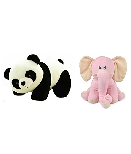 Deals India Panda Soft Toy (26 cm) and Sitting Elephant (25 cm)