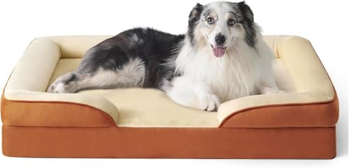 Image of Cutepups Orthopedic Dog Bed Comfortable Dog Mattress for Sleeping, Washable pet Bed for Dogs (Brown /Cream, XL)
