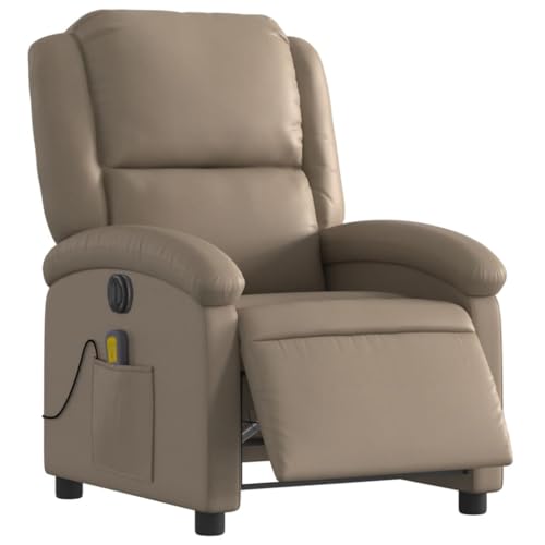 vidaXL Fauteuil de Massage Inclinable Électrique, Chaise de Relaxation avec Dossier et Repose-Pied Réglables, Siège de Salon, Moderne, Cappuccino Similicuir