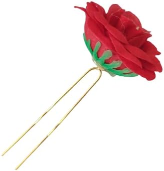 PRAVRAJYA Women's Flowers Hair Barrettes Rose Hair Accessories for Wedding Party Hairstyles Hair Rose Clip for Women's (Set of 1) (Red)