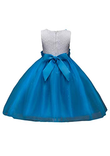 GRASWE Kids Ruffles Lace Party Wedding Dress Round Neck Pageant Flower Sequin Dress2