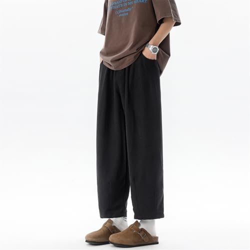 Seidarise Men's Black Baggy Wide Leg Trousers - Comfortable Loose Fit, Minimalist Design, Perfect for Streetwear4