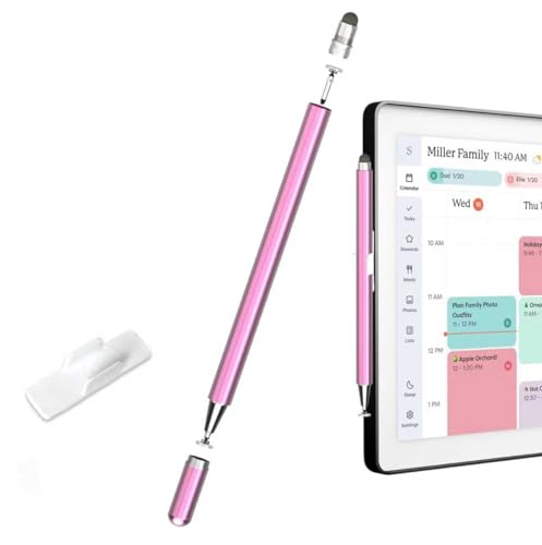 Stylus Pen for Skylight Calendar 15 inch & 27 inch Dual Tip with Mesh and Disc Tips 2 Spare Replacement Disc Tips Writing Pen with Mount Holder for Skylight Calendar Accessories (Rose Gold)