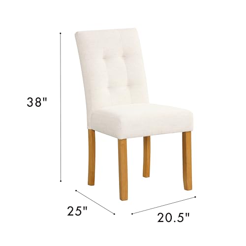 Image of HomePop Button Tufted Fabric Dining Chairs - Ivory Textured Woven (Set of 2)