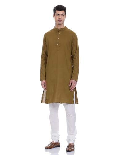 Image of Amazon Brand - Symbol Men's 100% Cotton Solid Long Length Casual Kurta - Regular Fit (Available in Plus Sizes)