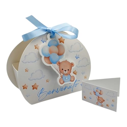PV Grafik® 24PZ Scatola Portaconfetti Personalizzata, Scatole Bomboniere Maschio, Bimbo,