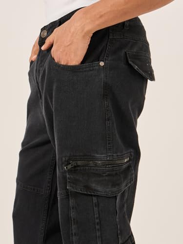 Image of Styli Men Overdyed Cargo Pants Black