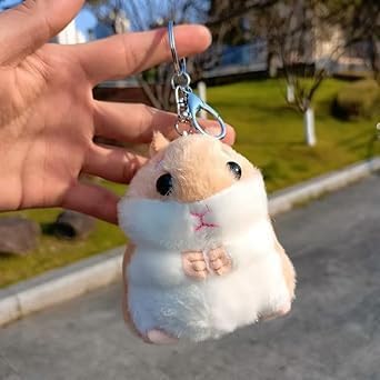 Cute Khaki Plush Hamster Keychain Charm, Decorative Accessory for Wallets, Backpacks, Handbags and Car Interiors, Soft Stuffed Animal Pendant - Image 3