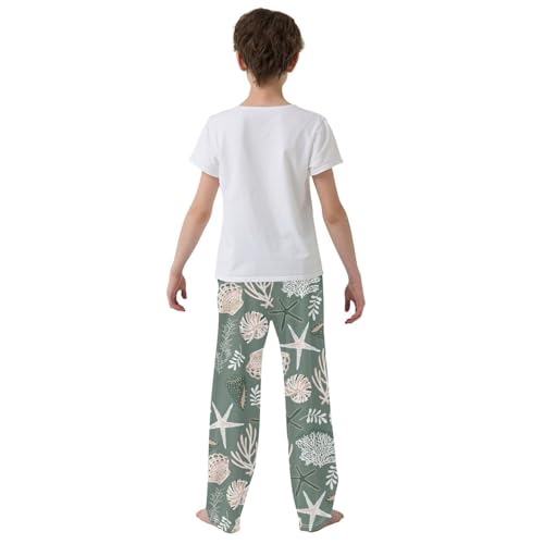 Boys' Pants Marine Seastar Seashell Corals Grey Long Bottoms Jogger Pants Elastic Waist Trousers with Pockets S-XL3