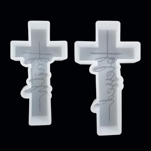 (More Styles Optional) Fuehbur Faith Cross and Blessed Cross Shape Car-Freshie Silicone Molds Set Epoxy Resin Pendant Candle Moulds 2PCS
