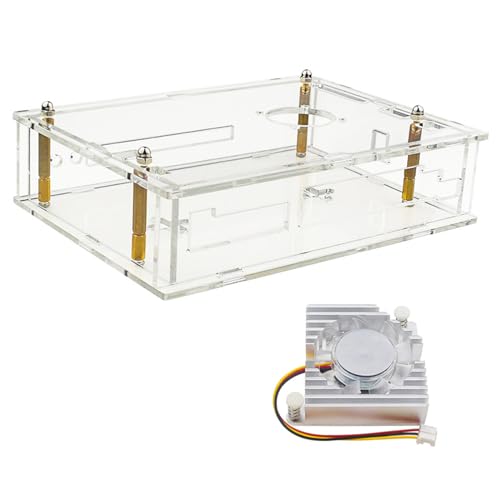 FackLOxc Caja Acrílico Transparente Caja Protección Y Ventilador Refrigeración GPU 3D Integrada para Placa Banana PiR4