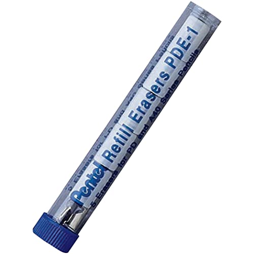 Pentel Refill Eraser For AL, AX and PD Series Pencils 5 Pcs/Tube, Box of 12 (PDE-1), White, 60 Pack