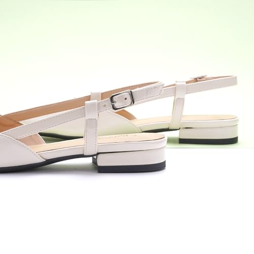 Image of C.Paravano Slingback Flats | Pointed Toe Flats | Slingback Sandals | Women's Slingback Dress Shoes | Adjustable Buckle Sandals