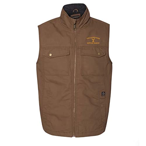 Yellowstone Dutton Ranch Logo Officially Licensed Canyon Cloth Brown Vest