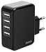 Hama 4-Fach 00173676 USB-Ladegeraet Steckdose Ausgangsstrom (max.) 4800mA 4 x USB Schwarz/Silber