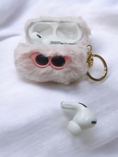 Image of SE HUB Airpods Pro 2 Case Cover Keychain for 2Nd Generation Fur Eye Design Shock Proof 360-degree Protection Case Cover Soft Skin Silicone Compatible 3D Design Headphones Case (Instagram)- Pink