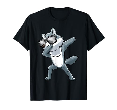 Dabbing Lobo Con Sunnlgasses Lobos Chicas Niños Niños Camiseta