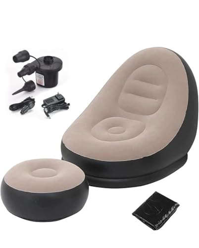 Image of Sales Orbit Inflatable Sofa with Household Air Pump - Air Couch Chair with Footstool for Indoor & Outdoor in Livingroom Bedroom Readingroom Office Balcony Garden Courtyard - PVC Material