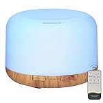 Oil Diffuser, 500ml Essential Oil Diffusers with 2 Mist Mode 4 Timers＆7 Ambient Light Waterless Auto Off, Diffusers Large Room Home Office