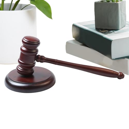 Martillo de juez para la ley y el orden, 24,9 cm, madera ergonómica, juego de martillo de juez con sonido, para juicios simulados, abogados, subastadores y ejecutivos