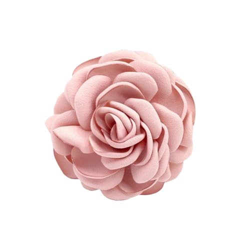 Image of Elegant Satin Fabric Rose Flower Brooch Pin Silk Large Big Camellia Brooch Lapel Pins Plant Floral Hair Clip Pins Wedding Party Jewelry for Women