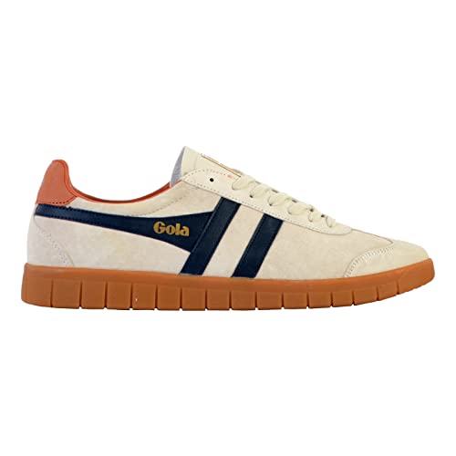 Image of Gola Men's Hurricane Suede Off-White /Navy /Moody Orange /Gum 8 Medium