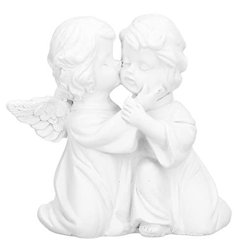 Cherub Angel Figur, Weiß Harz Wetterfeste Engel Skulptur, Handbemalter Sitzend Schlafende Engelsstatue für Innen und Außenbereich, Zuhause, Büro, Bauernhaus, Heimdekoration(Rechts)