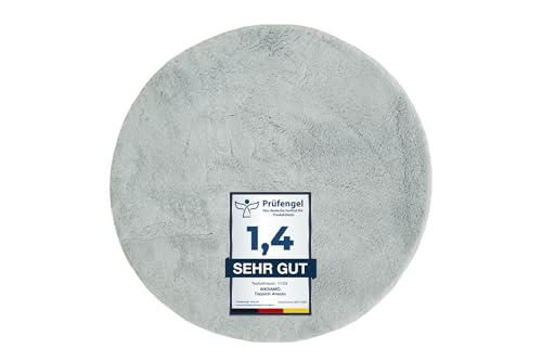 andiamo Teppich Arezzo für Wohnzimmer Esszimmer pflegeleichter eleganter gemütlicher Teppich einfarbig 67 cm rund grau