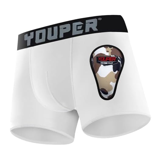 Youper Youth Boxer Brief w/Soft Foam Protective Athletic Cup, Boys Underwear with Baseball Cup Youth & Peewee (White, Youth Regular)