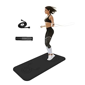 Vonoga Non-Slip 8mm Jump Rope Mat Shock Absorption Rope Skipping Mat Indoor Outdoor Padded Mat For Cross Rope Exercise…