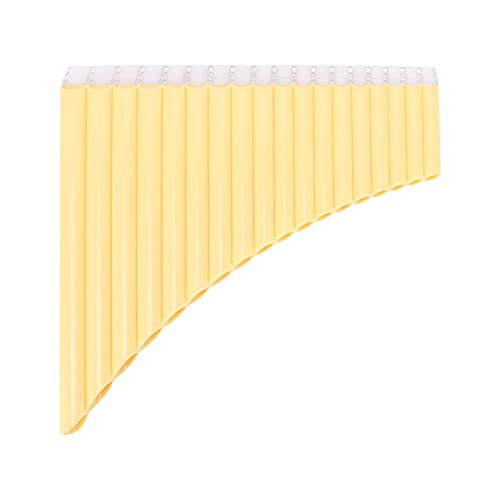 18 Pipes Pan Flute Instrument, Panflute Pan Flute C Key with Cardboard Carrying Bag for Children Adults Beginners Teaching Staff (Yellow)