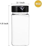 Bekith 16 Emballage de bouteilles d'épices en plastique pour le stockage des épices, herbes et poudres - 9 Oz BPA Conteneurs d'épices en plastique libres avec bouchon de dessus en noir pour verser ou agiter/soudre