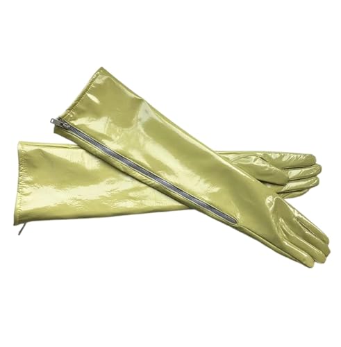 Guantes largos de piel de oveja auténtica talla S en color amarillo