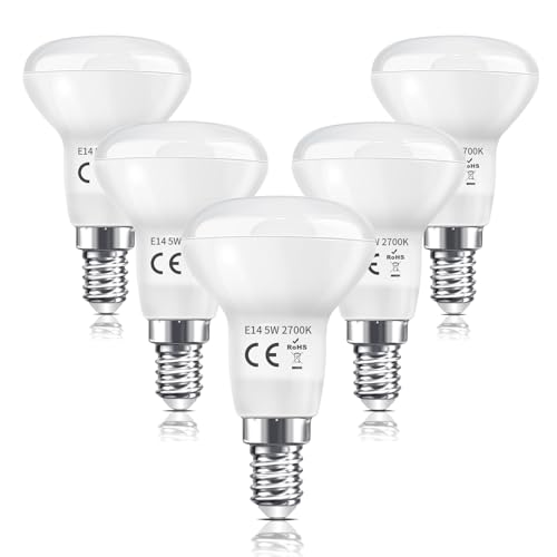 Caldarax Ampoule LED R50 E14 5W, Ampoule Spot Réflecteur LED E14 Équivalent 40W Incandescence, Blanc Chaud 2700K 475LM, Angle de faisceau 120°, Non...