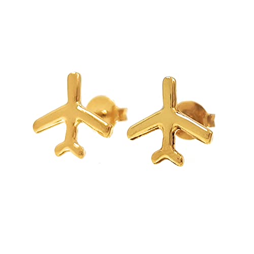 Jewelry Set - Airplane Necklace and Earrings - Premium Quality Gold Plate - Tutti Jewelry - Image 3