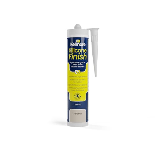 Image of Kelmore Coloured Silicone Finish Sealant, Mould Resistant, Waterproof, Matt Finish, Neutral Cure, 310ml (Caramel)