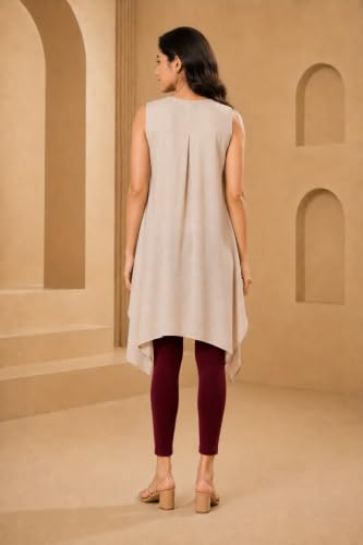 Image of Women's Cotton Lycra Ankle Length Leggings | Regular Rise, Soft 4 Way Stretch Fabric | Casual & Ethnic Wear