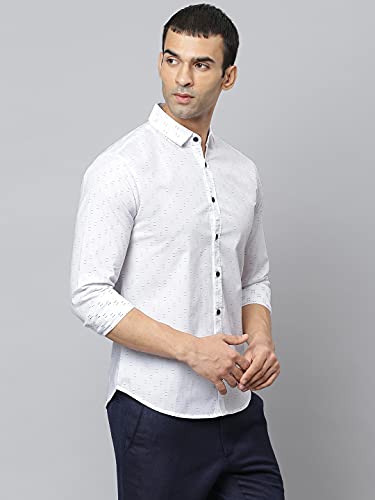 Image of Dennis Lingo Men's Dobby Print Slim Fit Cotton Casual Shirt