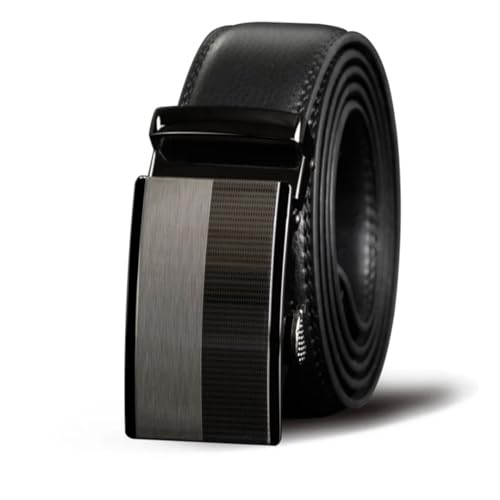 Men's Solid Color 3.5Cm Leather Belt Automatic Buckle Alloy Buckle Casual Belt