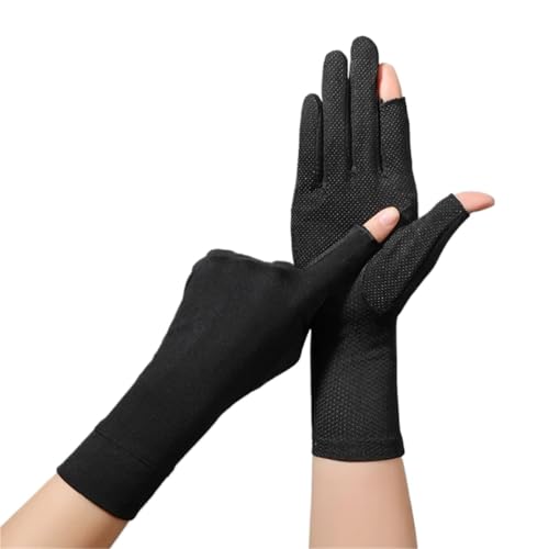Guantes Protección Solar 2 pares de guantes de verano de algodón de longitud media sin dedos for montar a caballo y conducir, finos, elásticos y con protección solar para Actividades al Aire Libre(Bla