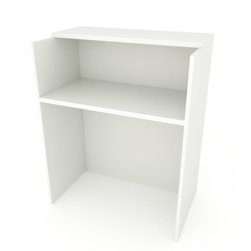 MOSTRADOR de Recepción y Oficina. Fácil Montaje. 80X105X50CM Laminado con Frontal Fabricado en españa. (Blanco)