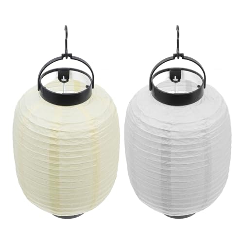 OSALADI Faroles Japoneses Plegables 2 Piezas Linternas Decorativas para Exteriores E Interiores Linterna de Papel Blanca y Beige Diámetro 15 CM y Altura 22 CM Adecuado para Festivales