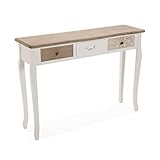 Versa Boedo Mueble Recibidor Estrecho para la Entrada o el Pasillo, Mesa Consola, con 3 cajones, Medidas (Al x L x An) 78,5 x 30 x 109 cm, Madera, Color Marrón y Blanco