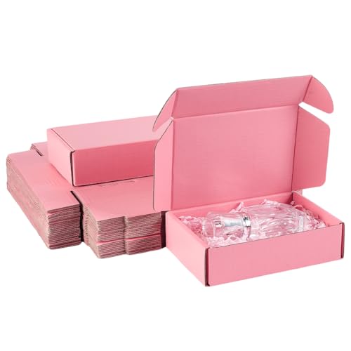 PH PandaHall Paquete de 30 cajas de envío rosas para embalaje de correo, cajas de cartón para pequeñas empresas resistentes, caja de regalo resistente de doble cara, caja rosa para embalaje de velas